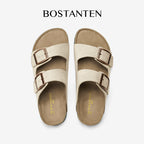 BOSTANTEN Ark Classic Flat Sandal Wanita Sepatu Casual Birken Slide Dua Buckle Umroh Haji Empuk Nyaman Anti Slip