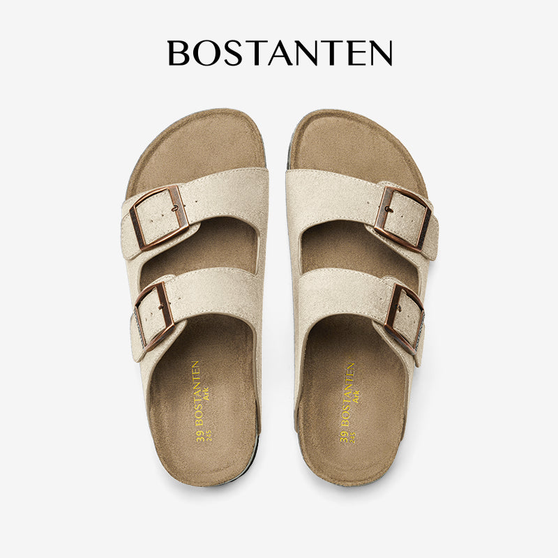 BOSTANTEN Ark Classic Flat Sandal Wanita Sepatu Casual Birken Slide Dua Buckle Umroh Haji Empuk Nyaman Anti Slip