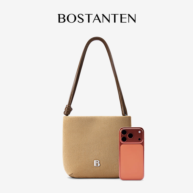 [Teddy Bag] BOSTANTEN Tas Selempang Wanita Kulit Suede Mini Fashionable – Desain Tali Anyaman DIY Adjustable Strap Tas Selempang
