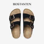 BOSTANTEN Ark Classic Flat Sandal Wanita Sepatu Casual Birken Slide Dua Buckle Umroh Haji Empuk Nyaman Anti Slip