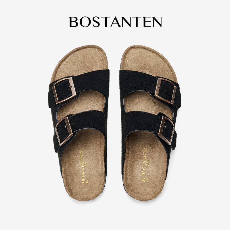 BOSTANTEN Ark Classic Flat Sandal Wanita Sepatu Casual Birken Slide Dua Buckle Umroh Haji Empuk Nyaman Anti Slip