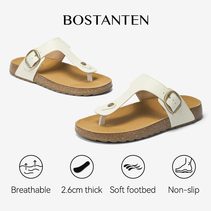 BOSTANTEN Gizeh Shoes Sandal Jepit Thong Velcro Casual Anyaman Cork Footbed Outdoor