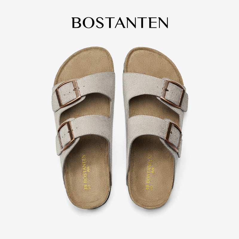 BOSTANTEN Ark Classic Flat Sandal Wanita Sepatu Casual Birken Slide Dua Buckle Umroh Haji Empuk Nyaman Anti Slip