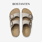 BOSTANTEN Ark Classic Flat Sandal Wanita Sepatu Casual Birken Slide Dua Buckle Umroh Haji Empuk Nyaman Anti Slip
