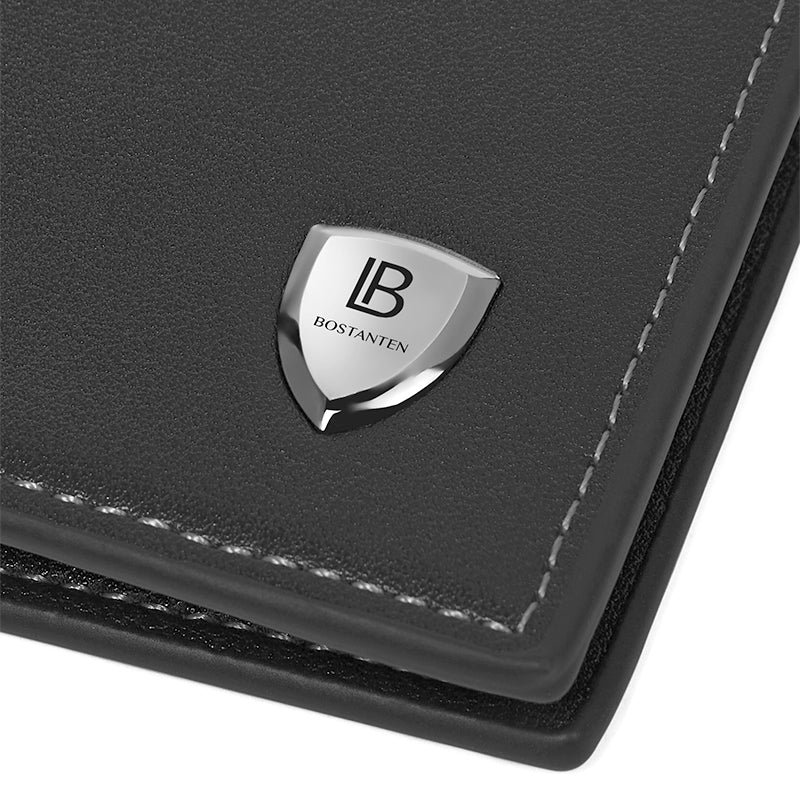BOSTANTEN Dompet Pria Fashion Garis Horizontal PU Coklat/Hitam Wallet