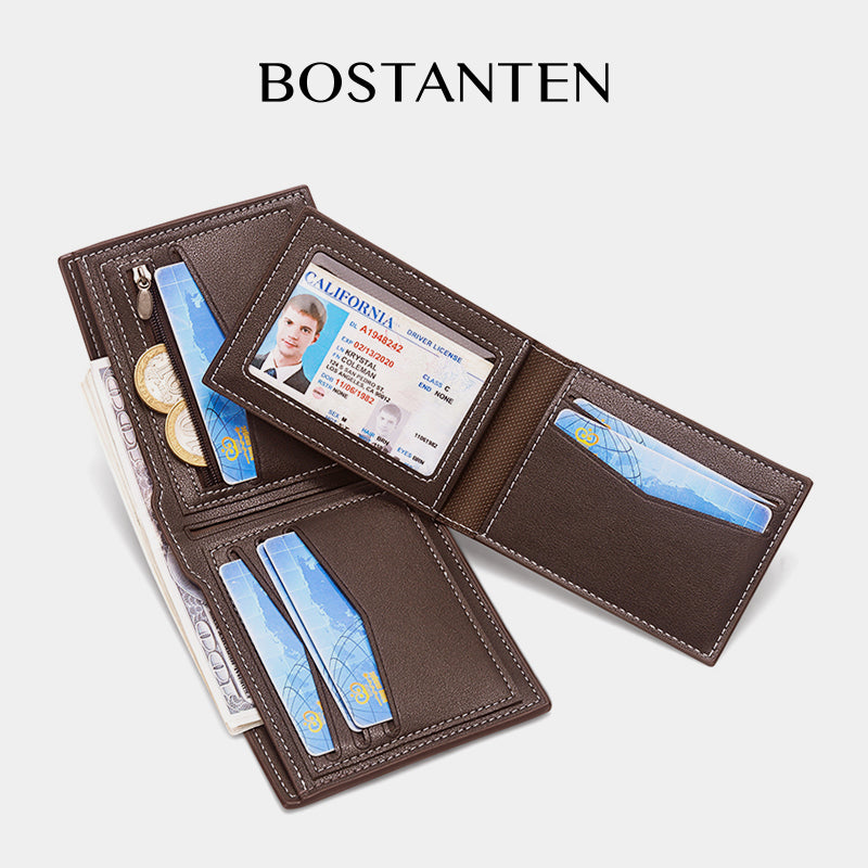 BOSTANTEN Dompet Lipat Pria Kulit PU Dengan Berbagai Motif