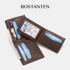 BOSTANTEN Dompet Lipat Pria Kulit PU Dengan Berbagai Motif