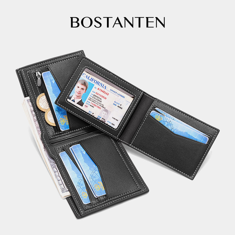 BOSTANTEN Dompet Lipat Pria Kulit PU Dengan Berbagai Motif