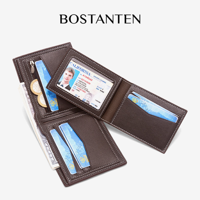 BOSTANTEN Dompet Lipat Pria Kulit PU Dengan Berbagai Motif