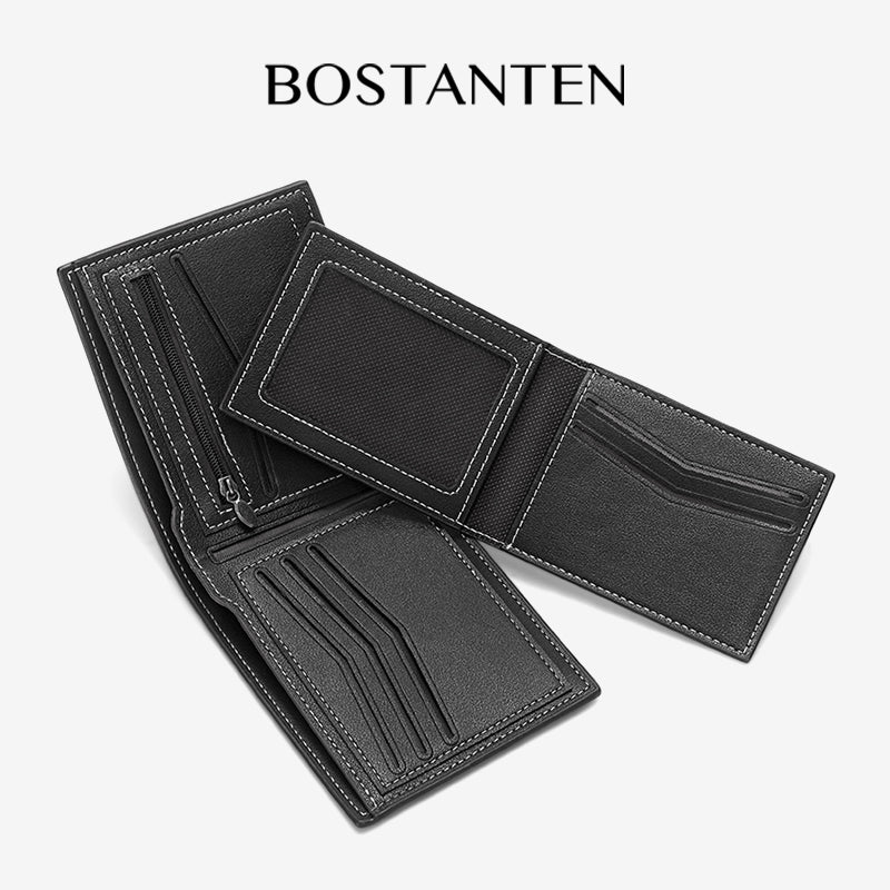BOSTANTEN Dompet Lipat Pria Kulit PU Dengan Berbagai Motif