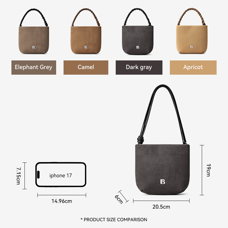 [Teddy Bag] BOSTANTEN Tas Selempang Wanita Kulit Suede Mini Fashionable – Desain Tali Anyaman DIY Adjustable Strap Tas Selempang