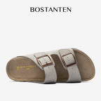 BOSTANTEN Ark Classic Flat Sandal Wanita Sepatu Casual Birken Slide Dua Buckle Umroh Haji Empuk Nyaman Anti Slip