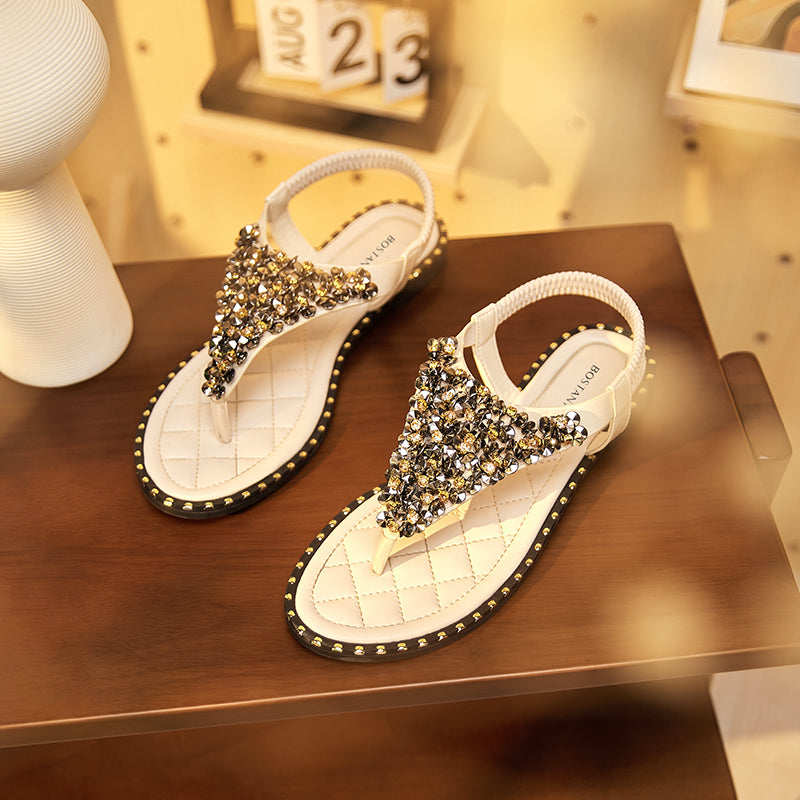 Sandal Wanita Glitter Berkilau Bostanten – Sol Tipis, Gaya Elegan