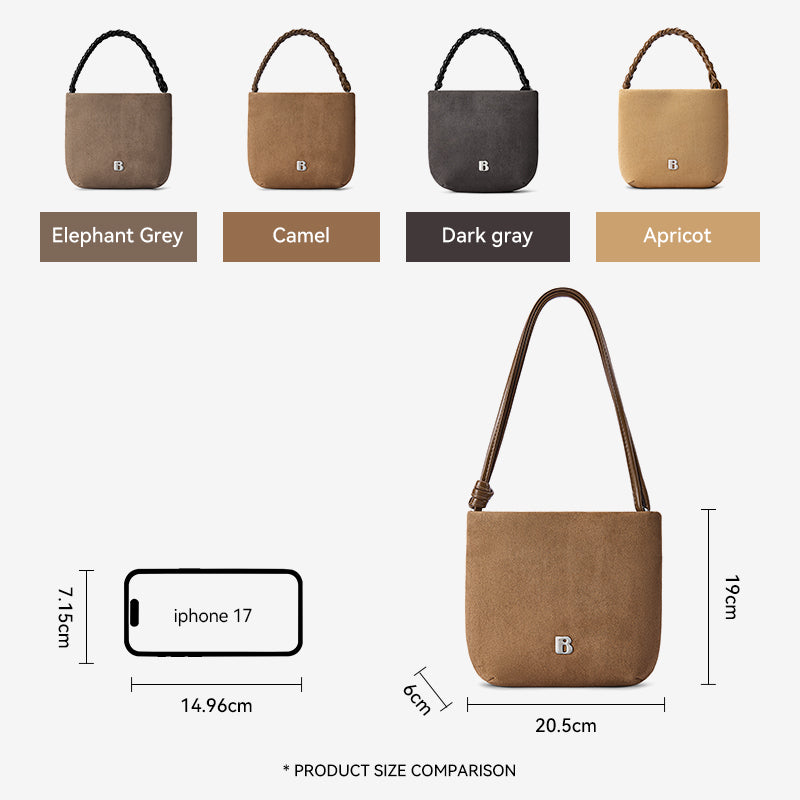 [Teddy Bag] BOSTANTEN Tas Selempang Wanita Kulit Suede Mini Fashionable – Desain Tali Anyaman DIY Adjustable Strap Tas Selempang