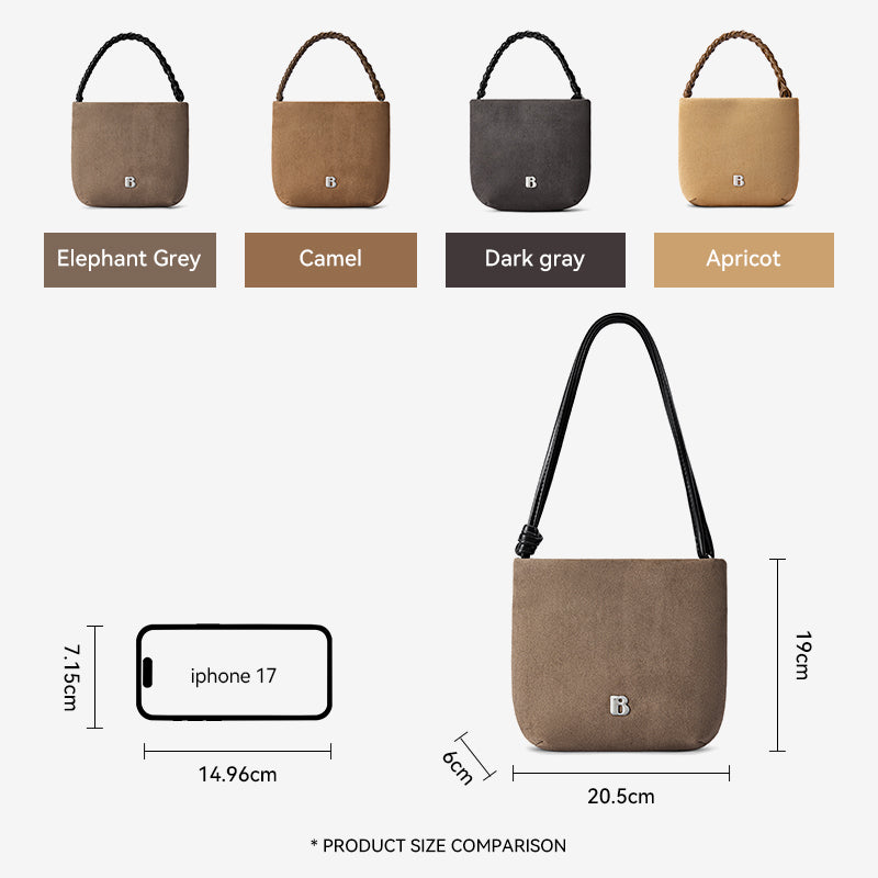 [Teddy Bag] BOSTANTEN Tas Selempang Wanita Kulit Suede Mini Fashionable – Desain Tali Anyaman DIY Adjustable Strap Tas Selempang