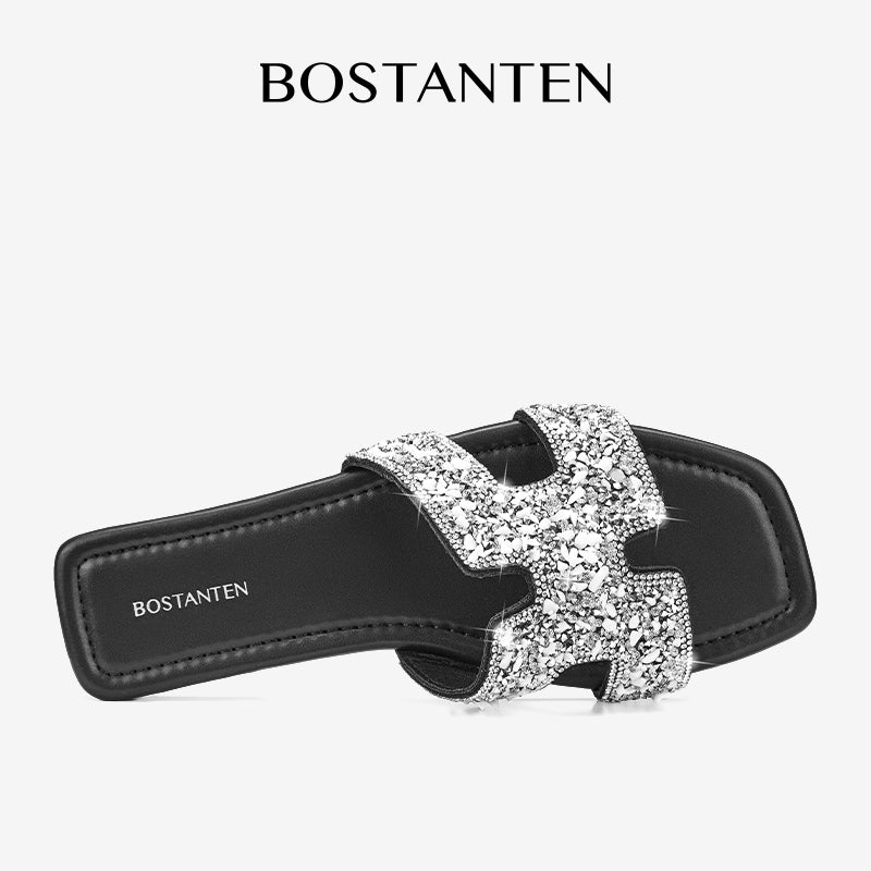 [Star Moon] Bostanten Sandal Santai Berkilau Perak, Nyaman & Serbaguna