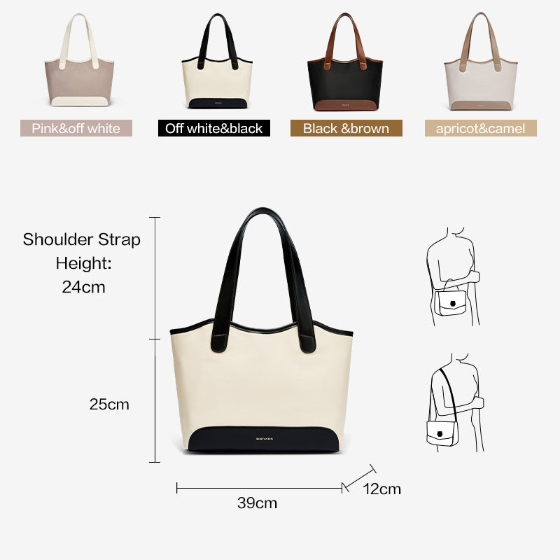 [Olivia Bag] BOSTANTEN Totebag Wanita – Canvas & Kulit Sintetis, Kapasitas Besar