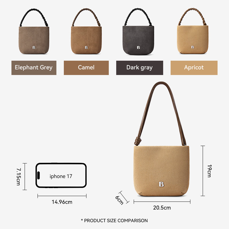 [Teddy Bag] BOSTANTEN Tas Selempang Wanita Kulit Suede Mini Fashionable – Desain Tali Anyaman DIY Adjustable Strap Tas Selempang