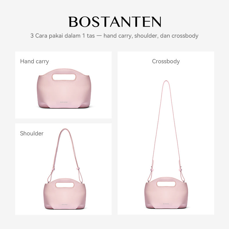 [Hudson Bag] BOSTANTEN Tas Selempang Wanita Mini Lucu - 3in1 Crossbody/Underarm/Tangan, Desain Handle Unik & Tali Adjustable