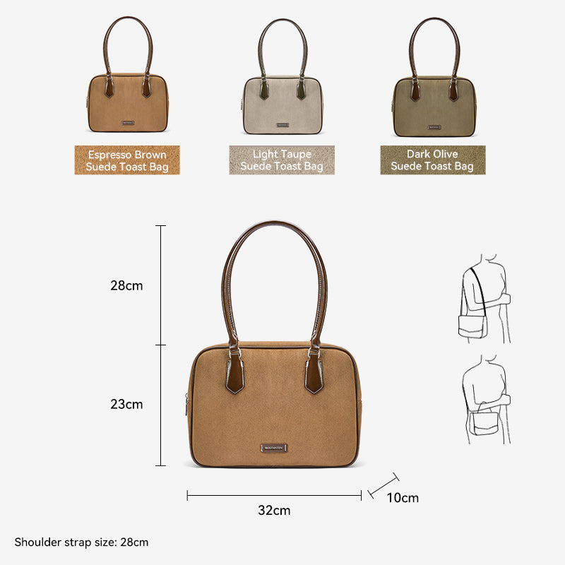 [Suede Toast Bag] BOSTANTEN Totebag Wanita Tas laptop 13,3 inci Tas Bahu Kuliah Terbaru Tas Bahu Kekinian