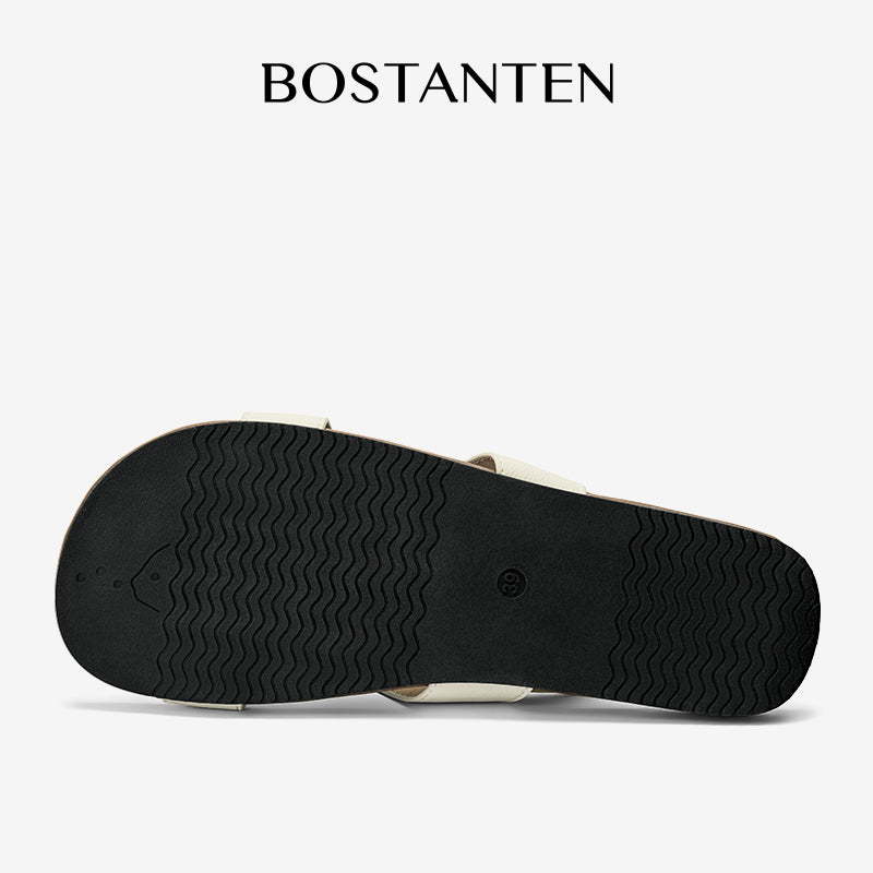 BOSTANTEN LuxChoco Coco Sandal Flat Wanita Slide Cross Strap Minimalis Nyaman Untuk Harian