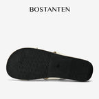 BOSTANTEN LuxChoco Coco Sandal Flat Wanita Slide Cross Strap Minimalis Nyaman Untuk Harian