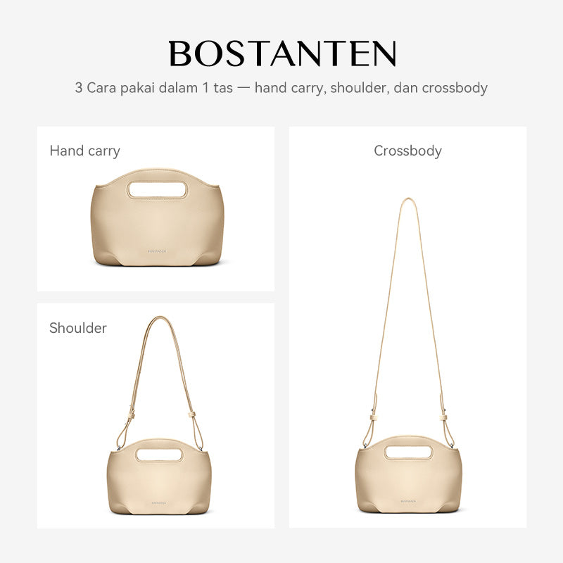 [Hudson Bag] BOSTANTEN Tas Selempang Wanita Mini Lucu - 3in1 Crossbody/Underarm/Tangan, Desain Handle Unik & Tali Adjustable