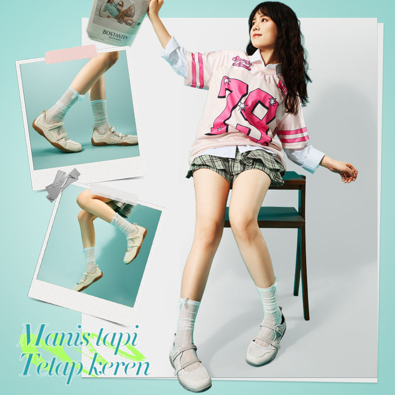 BOSTANTEN Polley Shoes Sneakers Wanita Sepatu Mary Jane