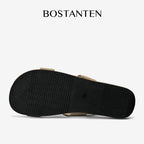 BOSTANTEN LuxChoco Coco Sandal Flat Wanita Slide Cross Strap Minimalis Nyaman Untuk Harian