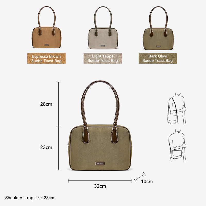 [Suede Toast Bag] BOSTANTEN Totebag Wanita Tas laptop 13,3 inci Tas Bahu Kuliah Terbaru Tas Bahu Kekinian