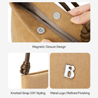 [Teddy Bag] BOSTANTEN Tas Selempang Wanita Kulit Suede Mini Fashionable – Desain Tali Anyaman DIY Adjustable Strap Tas Selempang