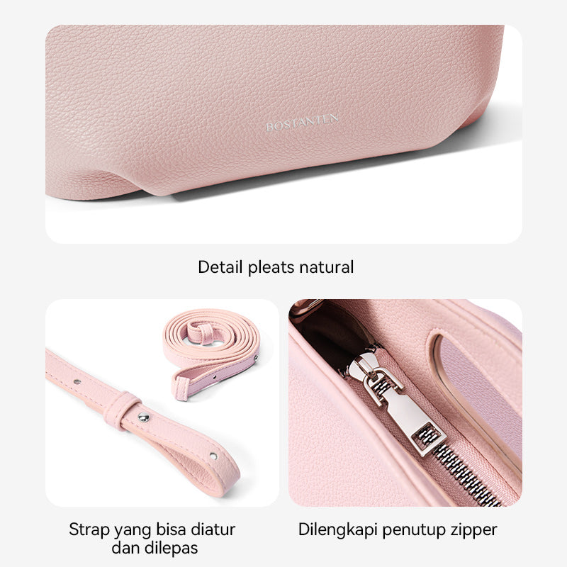 [Hudson Bag] BOSTANTEN Tas Selempang Wanita Mini Lucu - 3in1 Crossbody/Underarm/Tangan, Desain Handle Unik & Tali Adjustable