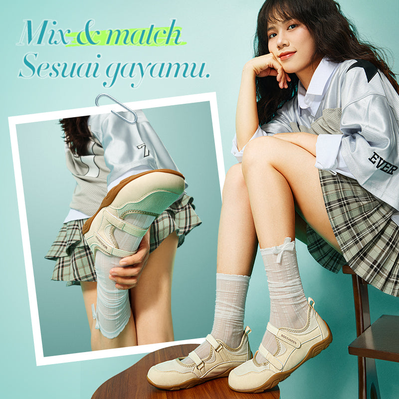 BOSTANTEN Polley Shoes Sneakers Wanita Sepatu Mary Jane