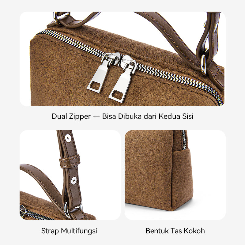 [Vanity Bag] BOSTANTEN Tas Selempang Wanita Premium Kulit Sintetis & Suede - Multifungsi 3in1 Handheld Crossbody Bag
