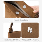 [Teddy Bag] BOSTANTEN Tas Selempang Wanita Kulit Suede Mini Fashionable – Desain Tali Anyaman DIY Adjustable Strap Tas Selempang