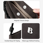 [Teddy Bag] BOSTANTEN Tas Selempang Wanita Kulit Suede Mini Fashionable – Desain Tali Anyaman DIY Adjustable Strap Tas Selempang