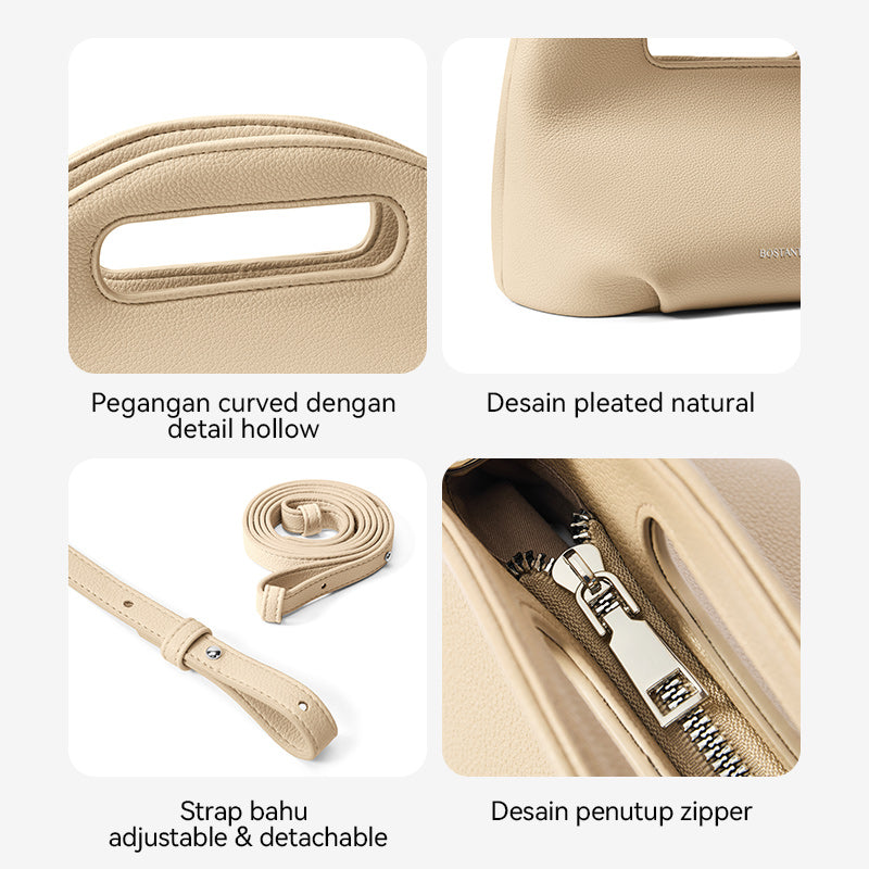 [Hudson Bag] BOSTANTEN Tas Selempang Wanita Mini Lucu - 3in1 Crossbody/Underarm/Tangan, Desain Handle Unik & Tali Adjustable