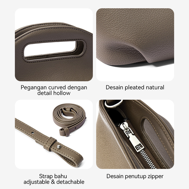 [Hudson Bag] BOSTANTEN Tas Selempang Wanita Mini Lucu - 3in1 Crossbody/Underarm/Tangan, Desain Handle Unik & Tali Adjustable