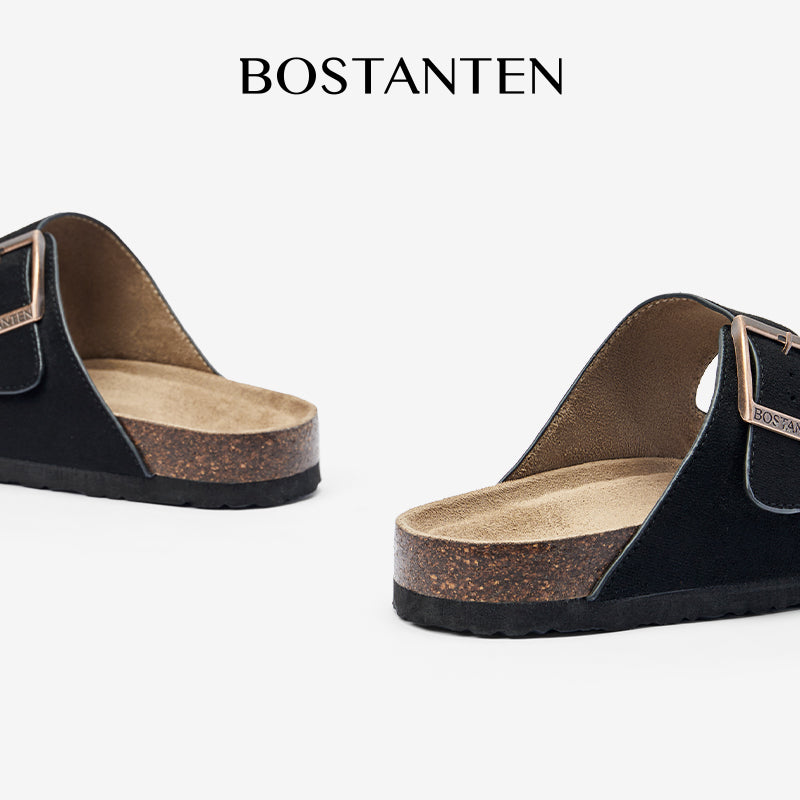 BOSTANTEN Ark Classic Flat Sandal Wanita Sepatu Casual Birken Slide Dua Buckle Umroh Haji Empuk Nyaman Anti Slip
