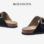 BOSTANTEN Ark Classic Flat Sandal Wanita Sepatu Casual Birken Slide Dua Buckle Umroh Haji Empuk Nyaman Anti Slip