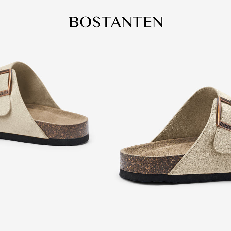 BOSTANTEN Ark Classic Flat Sandal Wanita Sepatu Casual Birken Slide Dua Buckle Umroh Haji Empuk Nyaman Anti Slip