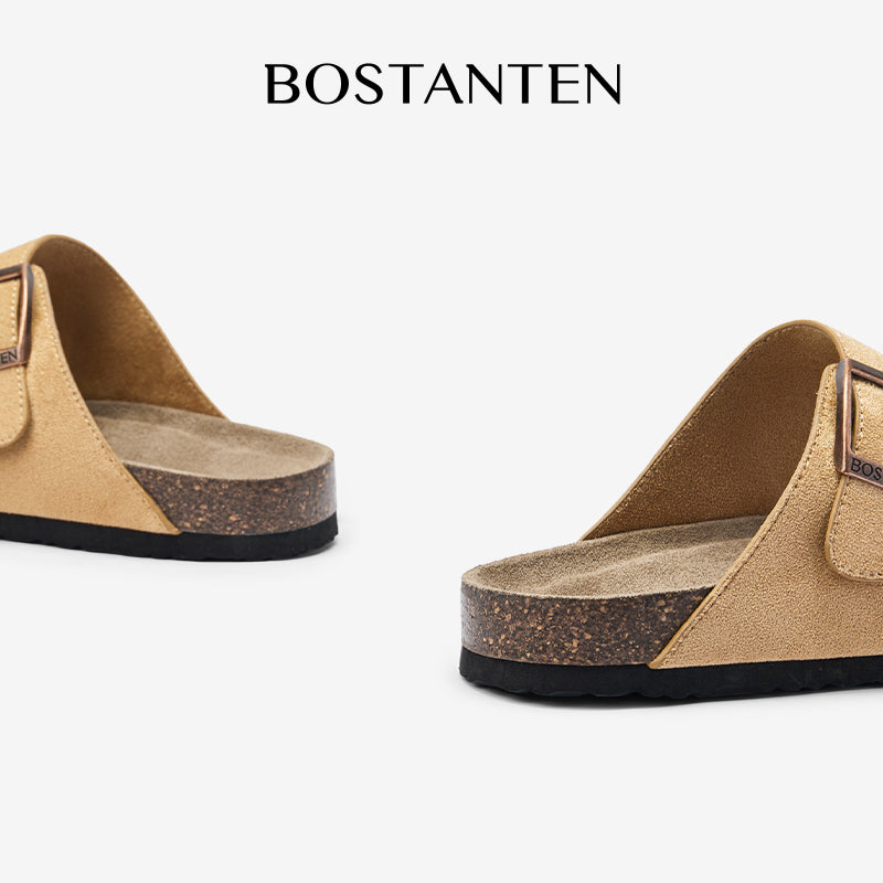 BOSTANTEN Ark Classic Flat Sandal Wanita Sepatu Casual Birken Slide Dua Buckle Umroh Haji Empuk Nyaman Anti Slip