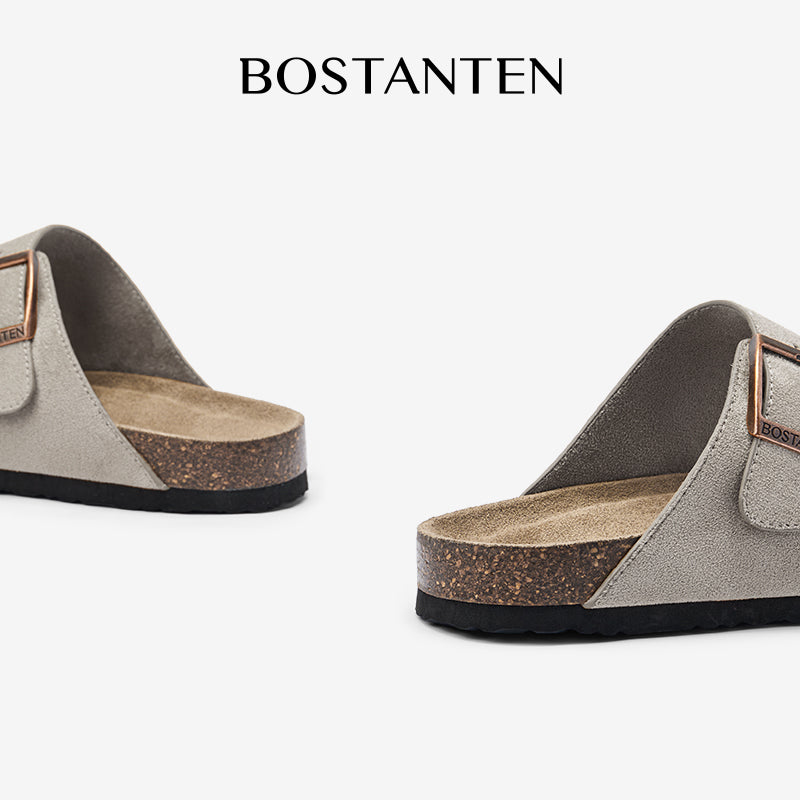 BOSTANTEN Ark Classic Flat Sandal Wanita Sepatu Casual Birken Slide Dua Buckle Umroh Haji Empuk Nyaman Anti Slip