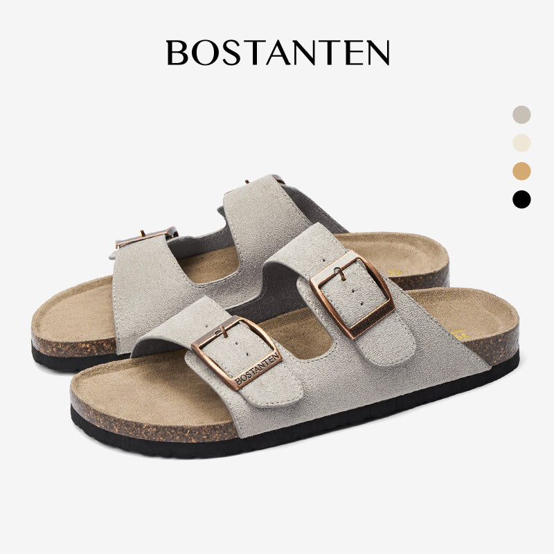 BOSTANTEN Ark Classic Flat Sandal Wanita Sepatu Casual Birken Slide Dua Buckle Umroh Haji Empuk Nyaman Anti Slip