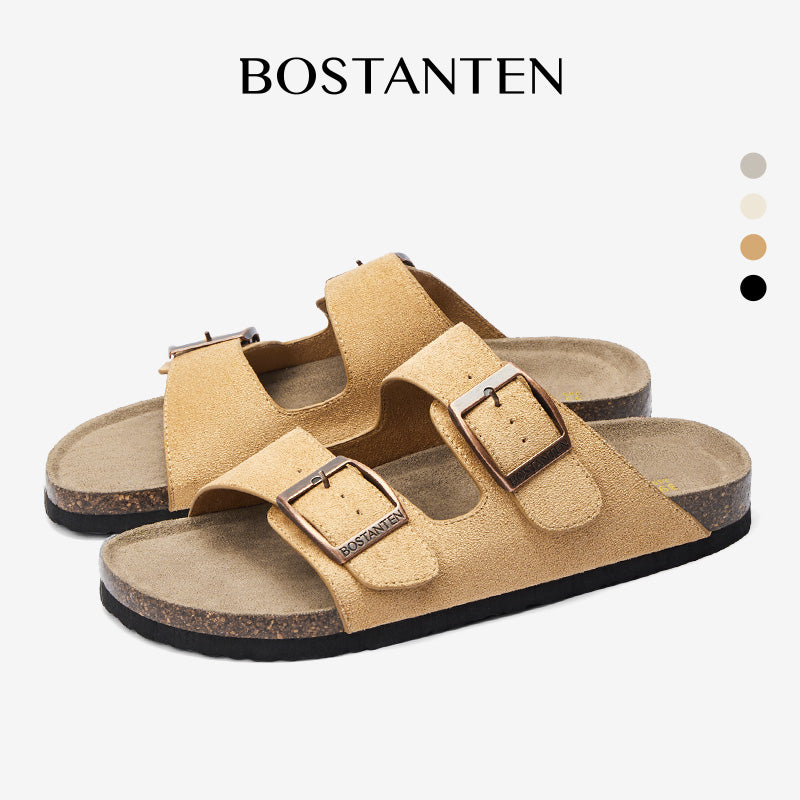 BOSTANTEN Ark Classic Flat Sandal Wanita Sepatu Casual Birken Slide Dua Buckle Umroh Haji Empuk Nyaman Anti Slip