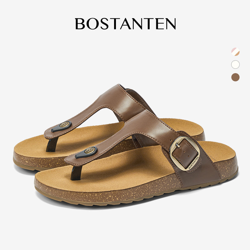 BOSTANTEN Gizeh Shoes Sandal Jepit Thong Velcro Casual Anyaman Cork Footbed Outdoor