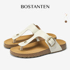 BOSTANTEN Gizeh Shoes Sandal Jepit Thong Velcro Casual Anyaman Cork Footbed Outdoor