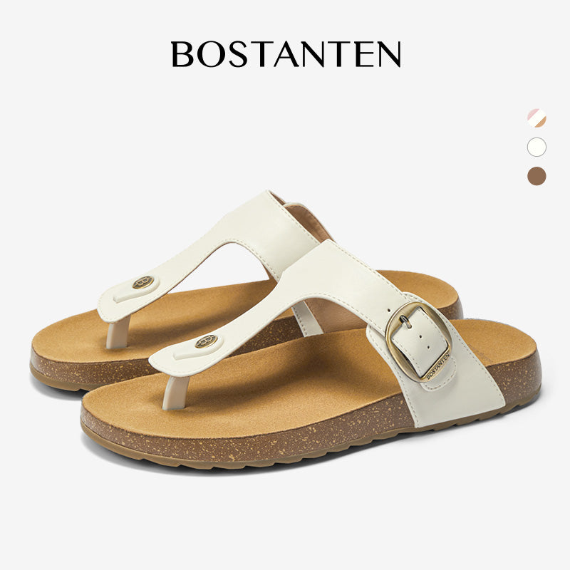 BOSTANTEN Gizeh Shoes Sandal Jepit Thong Velcro Casual Anyaman Cork Footbed Outdoor
