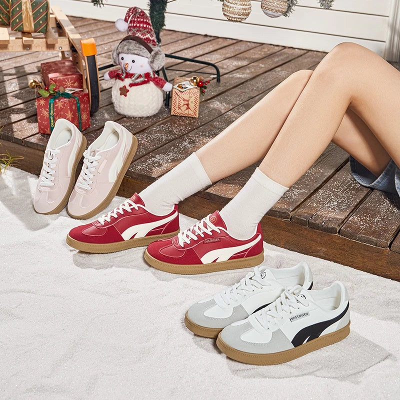 [Christy Shoes] BOSTANTEN Sepatu Kets Ringan dan Nyaman – Desain Kasual Anti Selip Warna Krem & Hitam