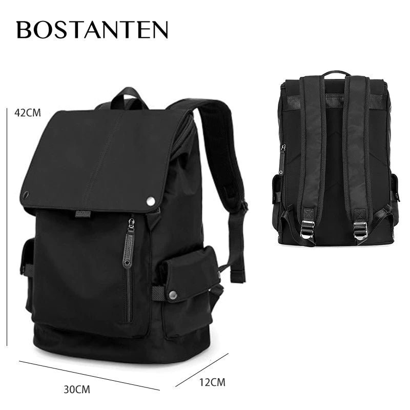 BOSTANTEN Tas Ransel Pria Nilon Tahan Air Tas Rekreasi Tas Mahasiswa Berkapasitas Besar